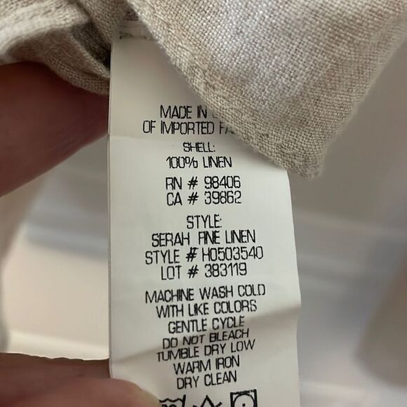 Theory Serah Fine Linen Top in Natural - Picture 5 of 5